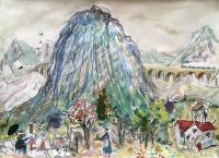 Cezanne Paints Mont Saint Victoire with Train  by Chris Orr MBE RA